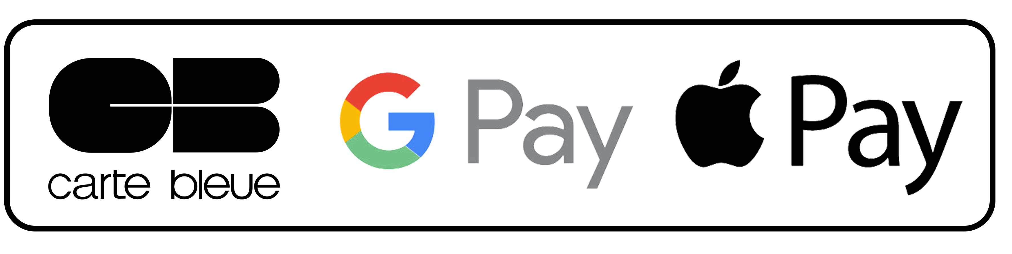 logos de paiement Google Pay, Apple Pay, CB